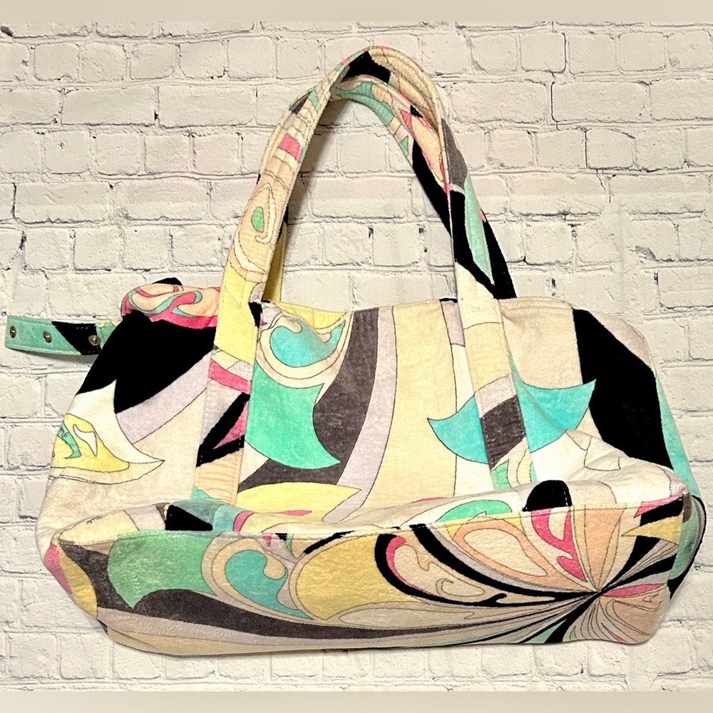 EMILIO PUCCI Multicolor Tote / Beach Bag - Terrycloth Cotton & Leather